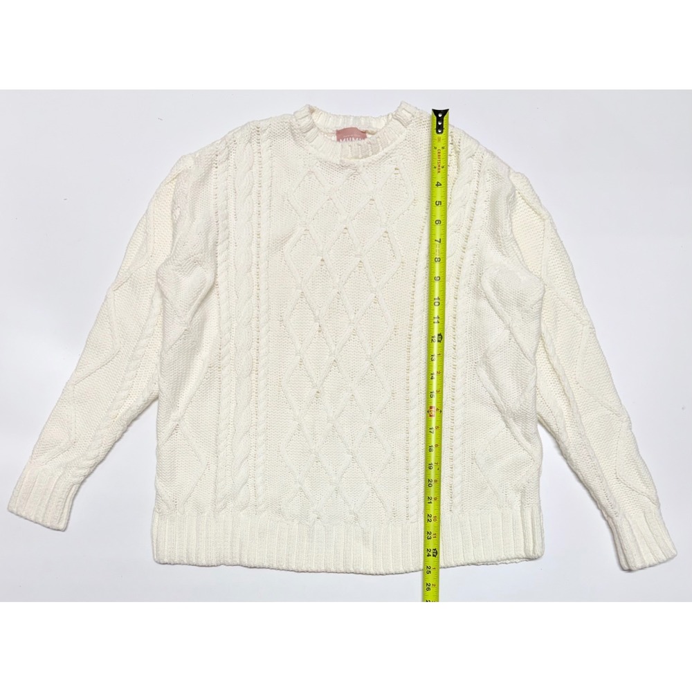 Show Me Your Mumu Day To Day Sweater Cream Cable Knit Cotton XS MF1-4744